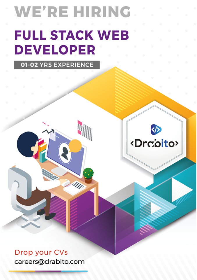 Social_drabito's tweet image. Urgent hiring for FULL STACK DEVELOPER with experience in HTML, CSS, JavaScript, Angular, and PHP
Attend walk-in on 25 to 27 April 2018 from 11:00 AM to 4:00 PM
Email your CV at carrers@drabito.com
#walkin #hiringsoftwaredeveloper #jobopportunity #drabitohiring