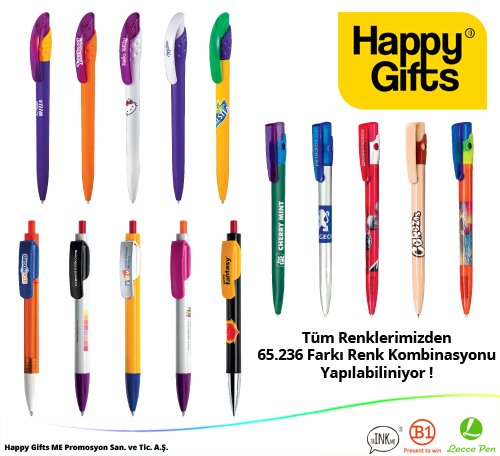 Mix & Match ile standart, tek renk bir kalem yerine, istediğiniz renklerden oluşan, size, müşterilerinize ve firmanıza özel bir kaleminiz olsun! 
#happygifts #promosyon