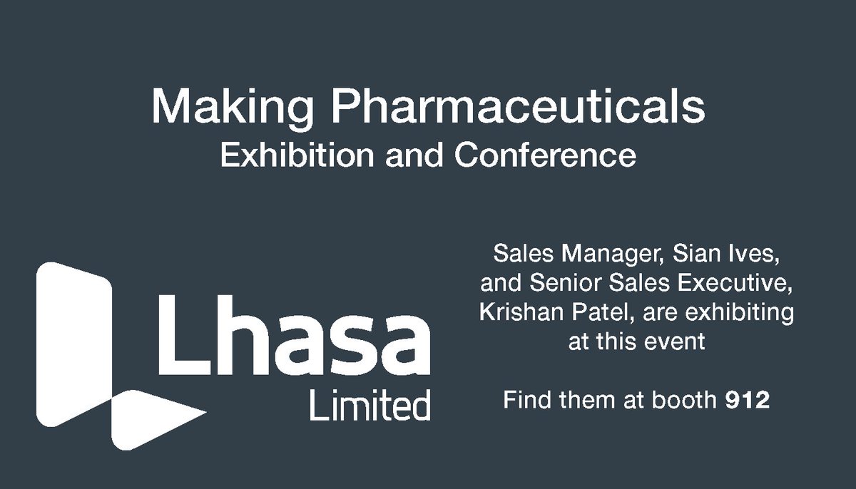 LhasaLimited's tweet photo. We're attending the @makingpharma conference and exhibition today and tomorrow. @Sianives and @KrishP2810 will be exhibiting at booth 912 - make sure you visit them to talk about Lhasa's products and solutions if you'll be attending the conference!  https://t.co/ZnS8p3aL9w https://t.co/u6OR0U3RA8