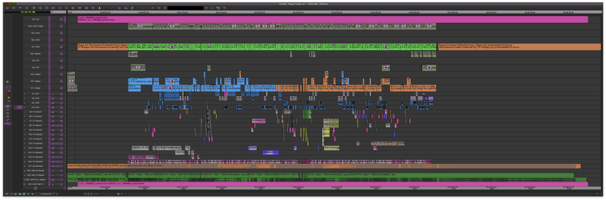 Here we go, my Avid timeline for Sci Fi short <a href="/_RogueTrooper/">Rogue Trooper Fan Film</a> directed by <a href="/AdamKirley/">adam kirley</a> and produced by <a href="/jobyjam/">Joby Stephens</a> 

101 VFX shots and a 5.1 mix, pretty tasty for a short!

#timelinetuesday
#avid
#avidmediacomposer
#filmediting