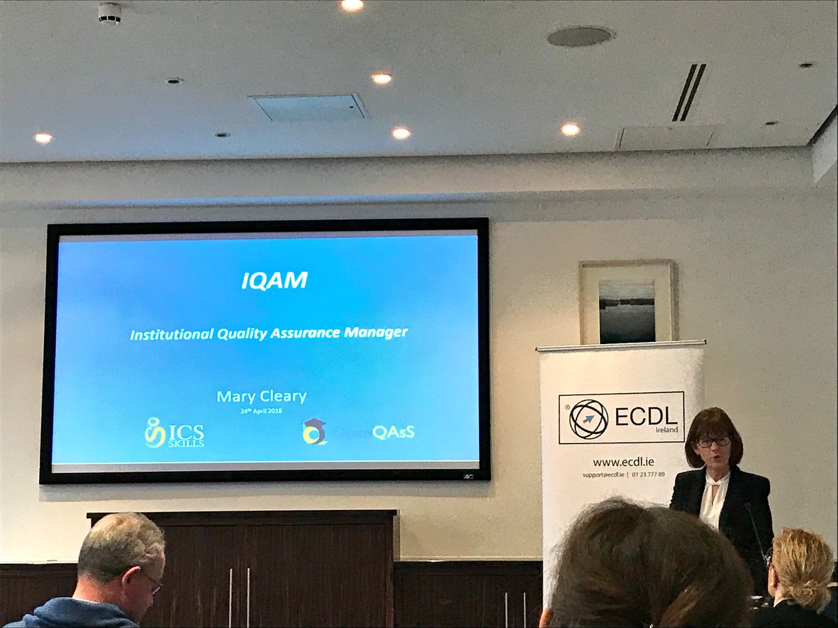 Our Deputy CEO @maryclearyICS speaking about IQAM (institutional quality assurance manager) Programme #ITTrainingSeminar18 #TechWeekIrl #ICTSkills #STEM #ITEducation #IQAM #OpenQAsS