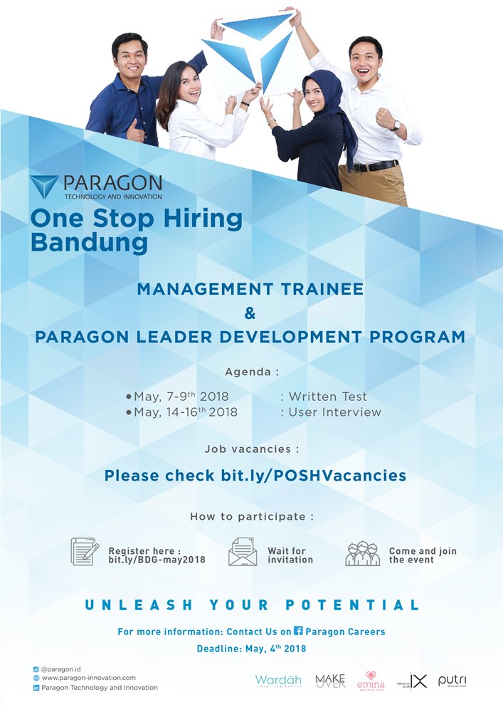 ITBCareerCenter's tweet photo. Informasi lengkap mengenai acara ini, dapat dipelajari di >> https://t.co/9qktDJWI7V
#WorkAtParagon #CareerAtParagon #ParagonCareers #ParagonInAction #POSHBandung #UnleashYourPotential #itbcc #karirITB #ITBcareer #lowongan #loker #MTprogram #managementtrainee #ITB https://t.co/eNYBwAOBSf