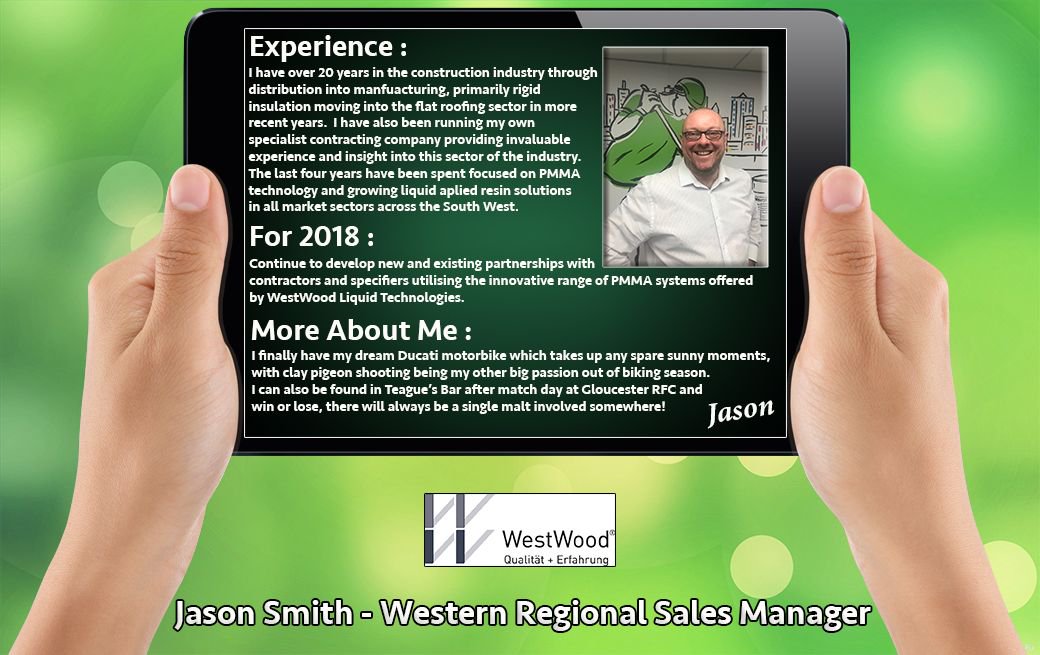 westwoodliquid's tweet photo. Yesterday, we announced the latest member of the team to join us.
Jason Smith is our new Western Regional #Sales #Manager and is already settling into life with #Team WestWood!
Email him at jason.smith@westwood-uk.com or give him a call on 07487 256 168.
#roofi… https://t.co/Cp6mWCcumO