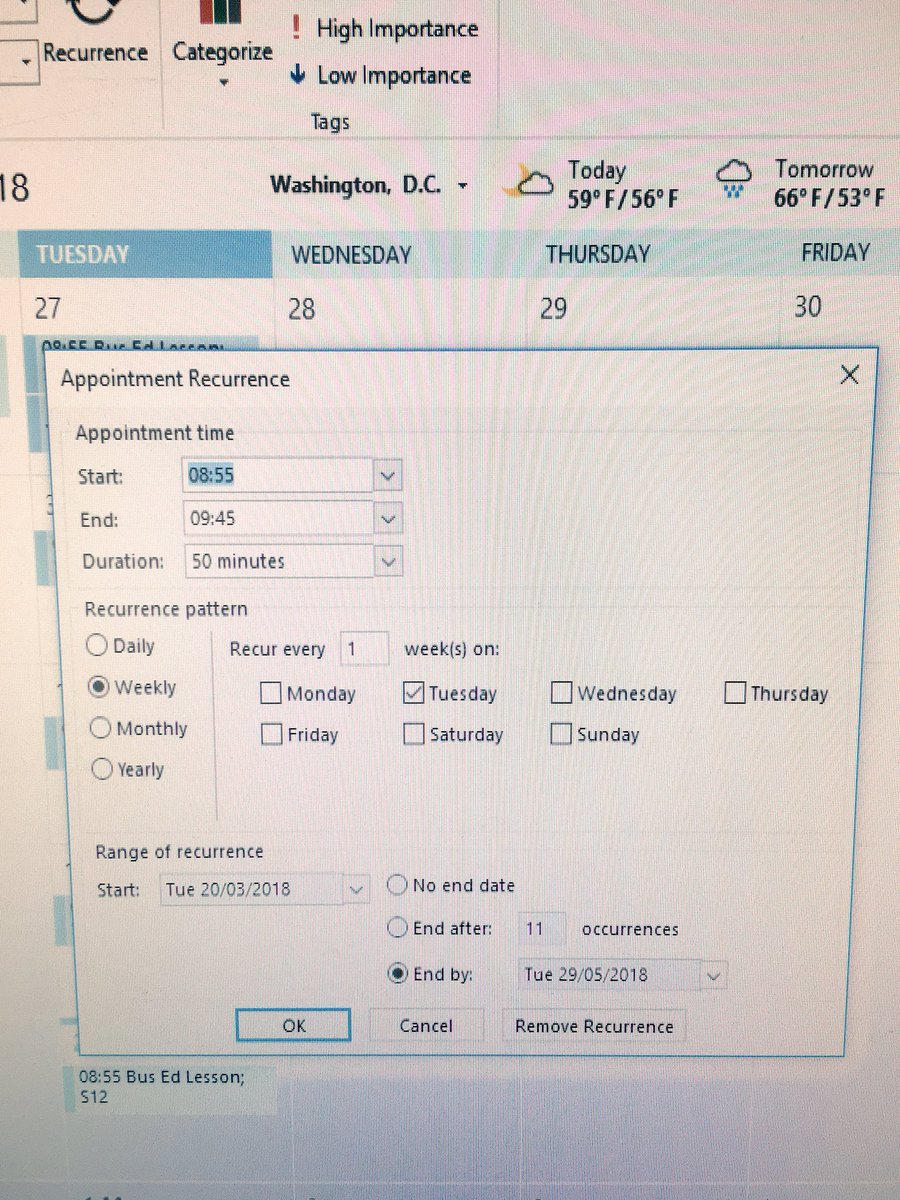 GreenwoodBusEd's tweet image. 2O1 Business Education using an electronic diary to make, amend &amp;amp; delete appointments. They were very competitive playing the Microsoft Office Kahoot! Quiz 😊
#recurringappointments
#microsoftofficeoutlook
@GetKahoot @Greenwood_Acad