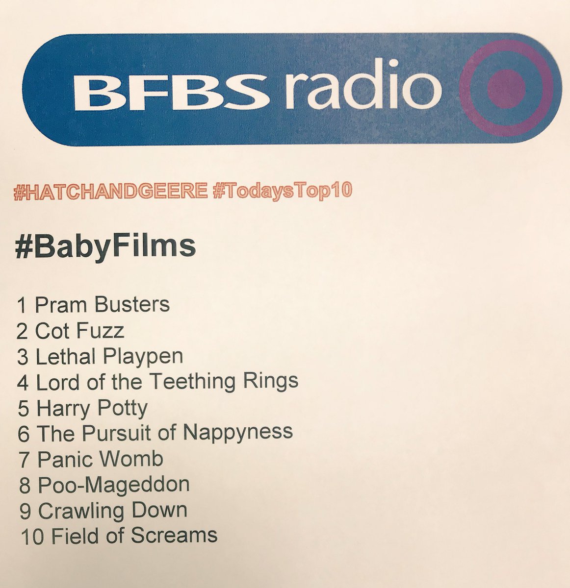 BFBSRadioHQ's tweet photo. Thanks for all of your #BabyFilms to celebrate #RoyalBaby with #HatchandGeere @bfbshatch @veritygeere #royalbaby3 https://t.co/aqDzfofFQW