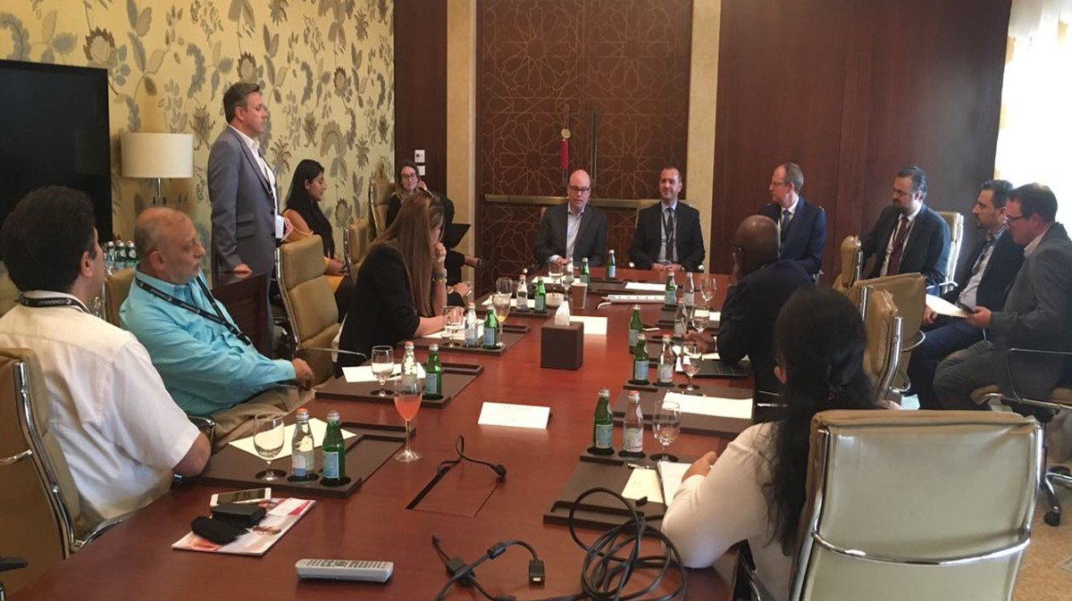 Commvault's tweet photo. Sneak peak behind closed doors - #CommvaultLive press round table with #Commvault #CMO @justpowell @ciscoDC @Azure &amp; @Fujitsu_ME https://t.co/pqWOzJ59Pl