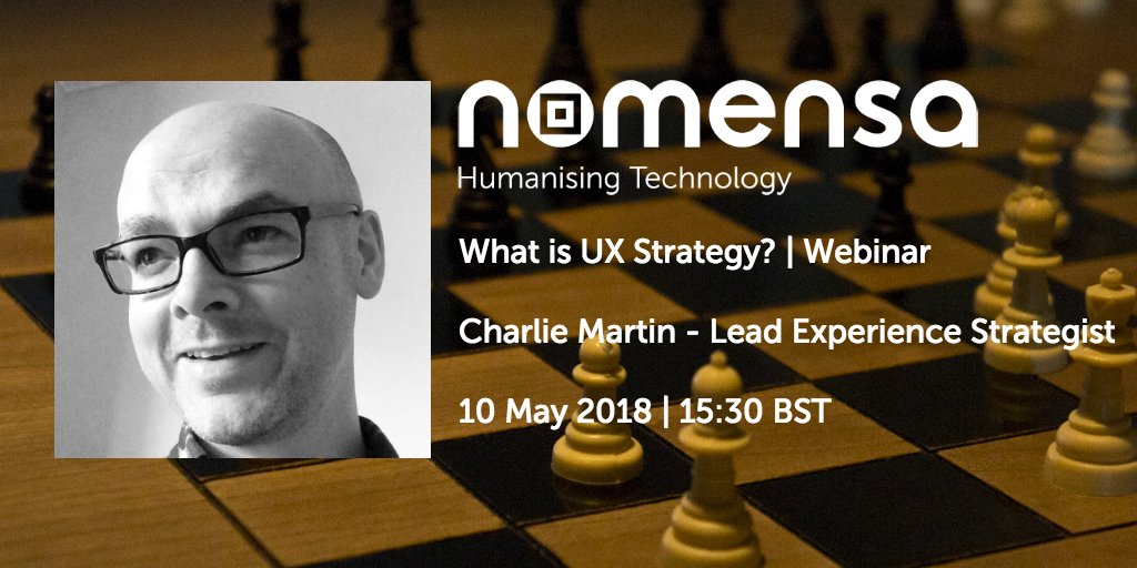 we_are_Nomensa's tweet photo. Register for our brand new #webinar: 'What is UX Strategy?' hosted by our Lead #UX Strategist: @StrategyInPlay

Register for free today and learn how #UXStrategy can give your organisation a competitive advantage: 

https://t.co/5OgacljKDX https://t.co/RJdNwcOSxQ