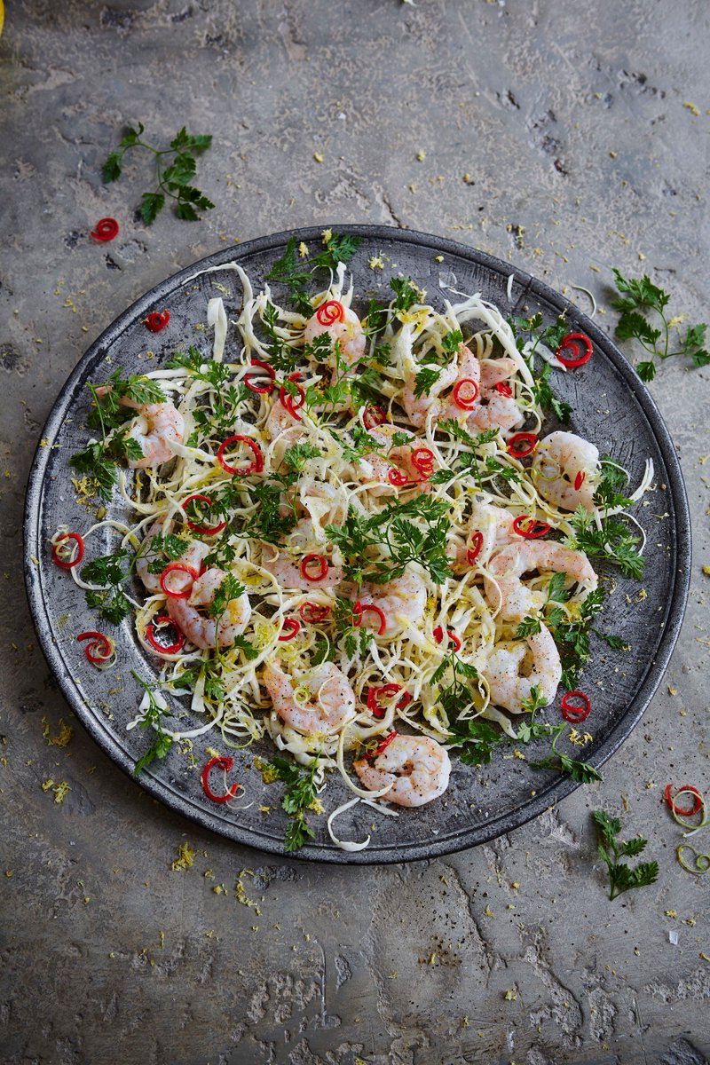 jamieoliver's tweet photo. An exciting super-fresh salad perfect for lunch today! 

The genius thing about this zingy prawn salad is that the prawns are 'cooked' by the lemon juice packing a real flavourful punch! https://t.co/qeLMiRkhAG https://t.co/ezrD0rqFDg