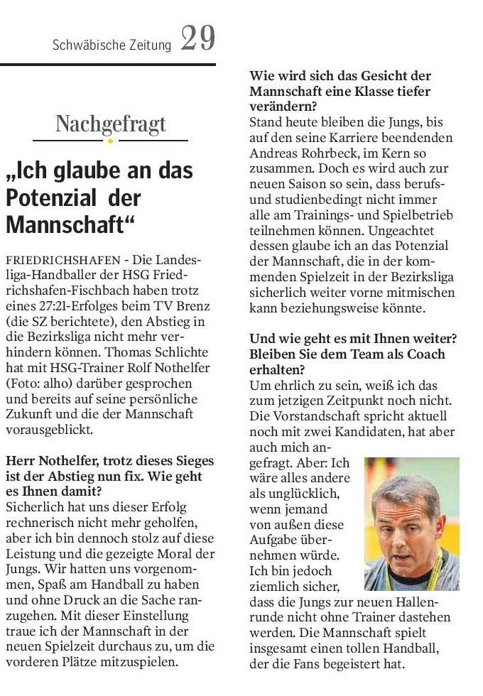 HSG_FF's tweet photo. Für unsere Herren I hat es mit dem #Klassenerhalt in der #landesliga leider nicht geklappt. So äußert sich der #trainer gegenüber @Schlichte_Info für die @SZ_FN dazu. #handball #hsgff https://t.co/rVsiZN0GsF