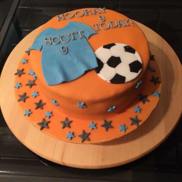 FCFKLiverpool's tweet photo. Football fan #BirthdayCake for a special 9th birthday #FCFK #Volunteers donated @RenshawBaking orange icing used to cover the cake too 😄 https://t.co/7DuDqq0LIK