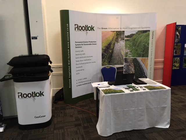 All set up for #RRC2018. Visit @Root_lok at our stand to find out more about our work in #riverrestoration.