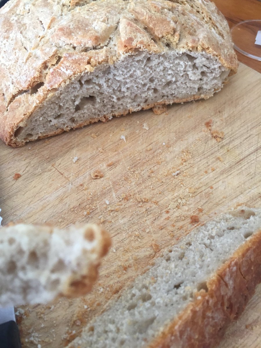 The trick to getting a good rise out of our sour dough was not preheating the oven! Thanks <a href="/jayrayner1/">Jay Rayner</a> #thekitchencabinet #sourdough #naturalyeast