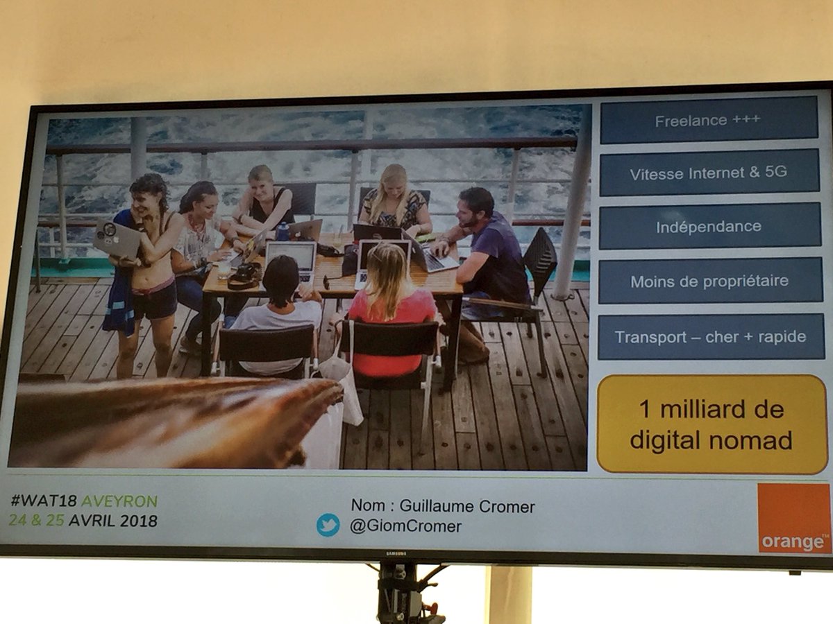 Le potentiel de #digitalnomad sera de 1 milliard en 2035 @ID_Tourisme <a href="/GiomCromer/">Guillaume Cromer</a> #wat18