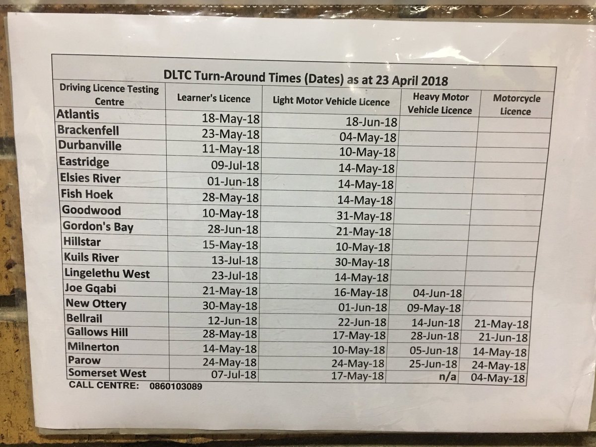 Joysdrivsch's tweet image. Learners n drivers tests dates available in Cape Town as of 23 April 2018. #driverslicense #testdates #capetown #milnerton #westcoast #burgundyestate #drivingschool #joysdrivingschool  
Need help? Call Joy on 0833014601