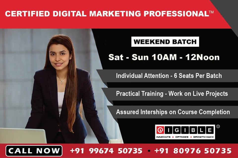 digible1's tweet photo. Are you a working professional unable to spare time to update your digital skills? #GoDigible - Special Weekend Batches -
#CertifiedDigitalMarketingProfessional ™
Read more: https://t.co/eBuM853Lru #Digible https://t.co/JfTuKCKQaO