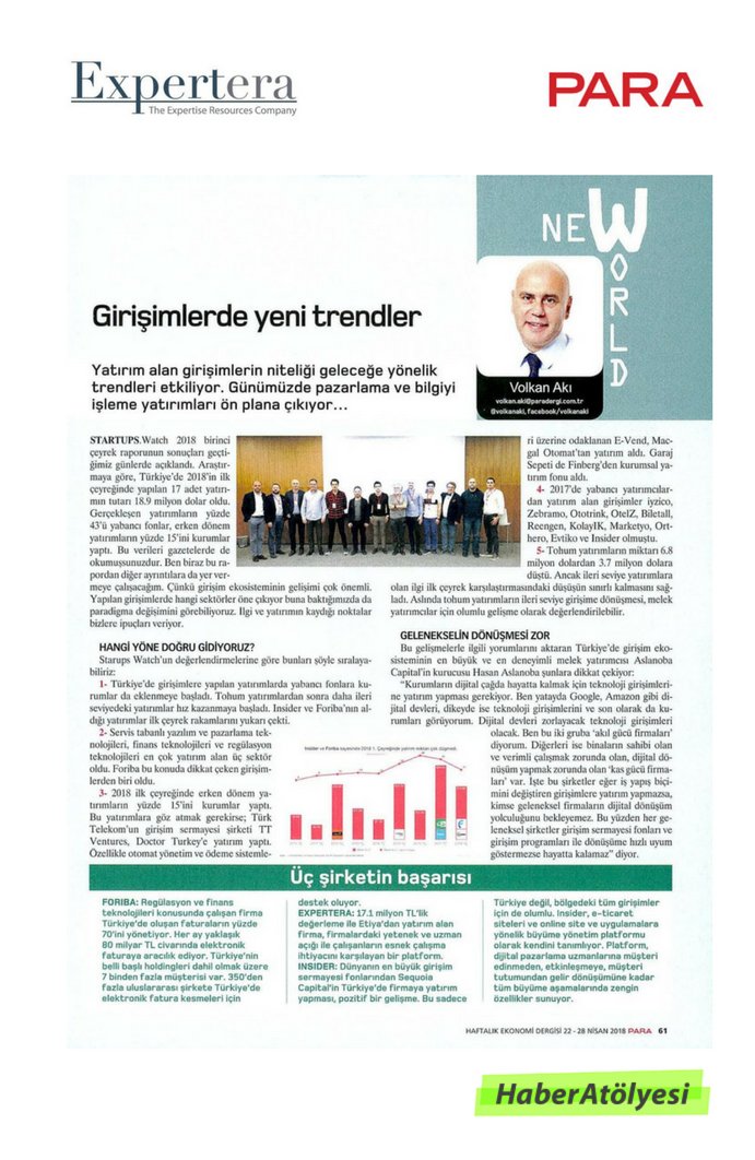 HbrAtlys's tweet photo. Medya iletişim hizmeti verdiğimiz uzman arama ve bulma platformu 'Expertera' Para dergisinde @ExperteraGlobal @ParaDergisi #turkey #türkiye #girişimcilik #startup #startups https://t.co/e6a6tbVeH7