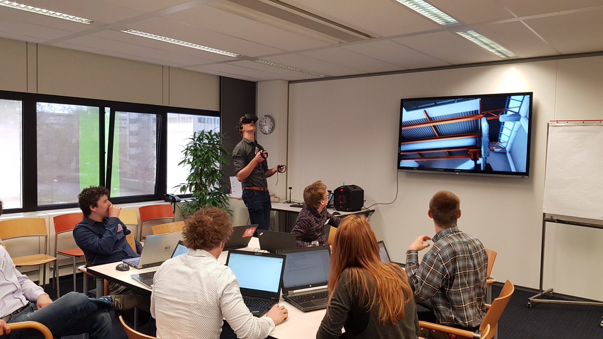 WitteveenBos_VR's tweet photo. Today we are having 30+ students from technical universities over in our Amsterdam office for the Business Experience IMPAKT! They are going on a virtual inspection of a bridge and control centre! 6 VR sets are running simultaneously in order for the students to test scenarios! https://t.co/Ij31Ni1sYQ