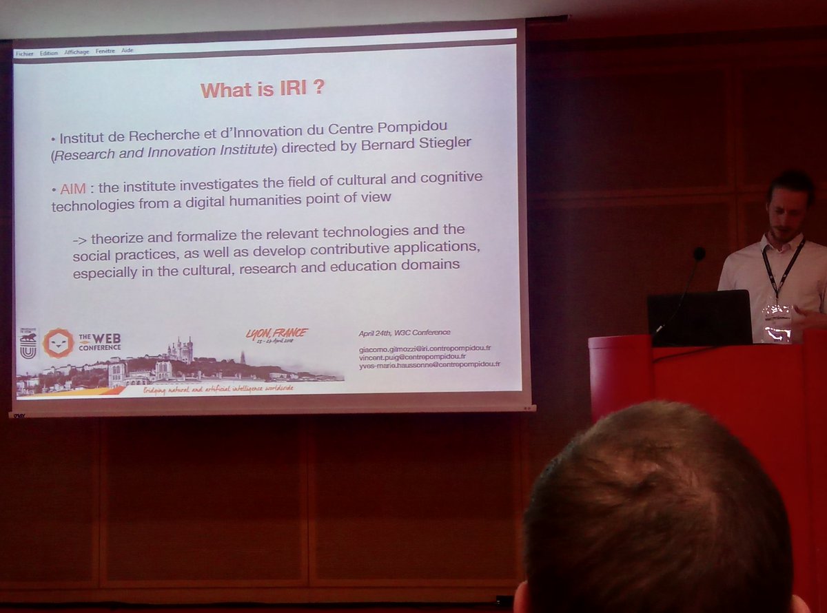 bblfish's tweet image. #LinkedResearch  Presentation from IRI Research lab of Pompidou Center in Paris