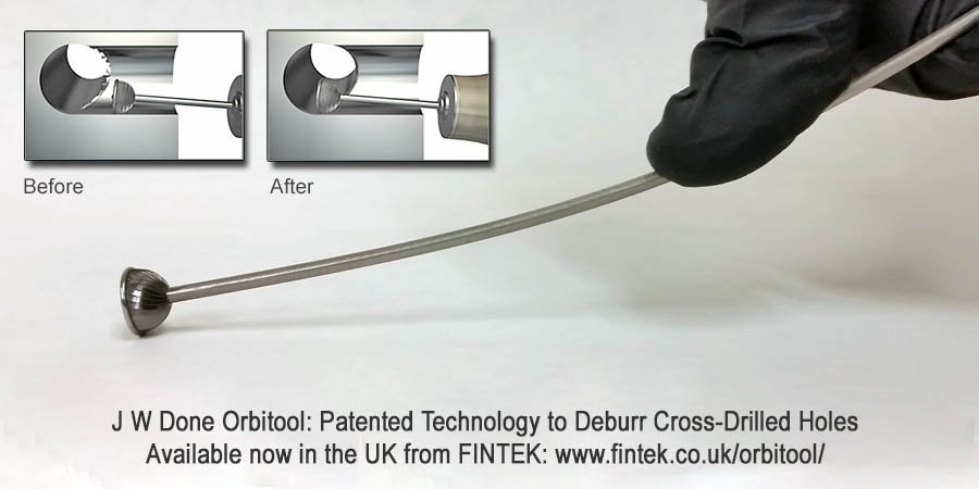 fintek1's tweet photo. Burrs form at intersections of crossed-drilled holes. Traditional offline processes to remove them seriously interrupt #Manufacturing . Fintek are UK agents for the J W Done patented #Orbitool, designed for the in-process #deburring of cross-drilled holes https://t.co/GUFgO0qjri https://t.co/4sgGPWAexm