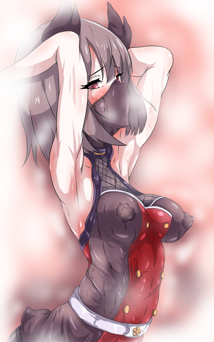 マスク姿が素敵な霧島さんを描きました。 #アズールレーン #アズレン  #霧島 #触手 #脇 