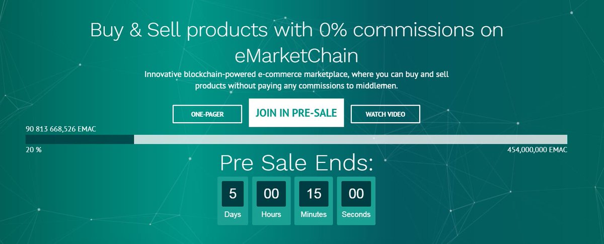 Only 5 days to get your EMAC tokens! 🚀

Participate here: emarketchain.co/join-in-pre-sa…