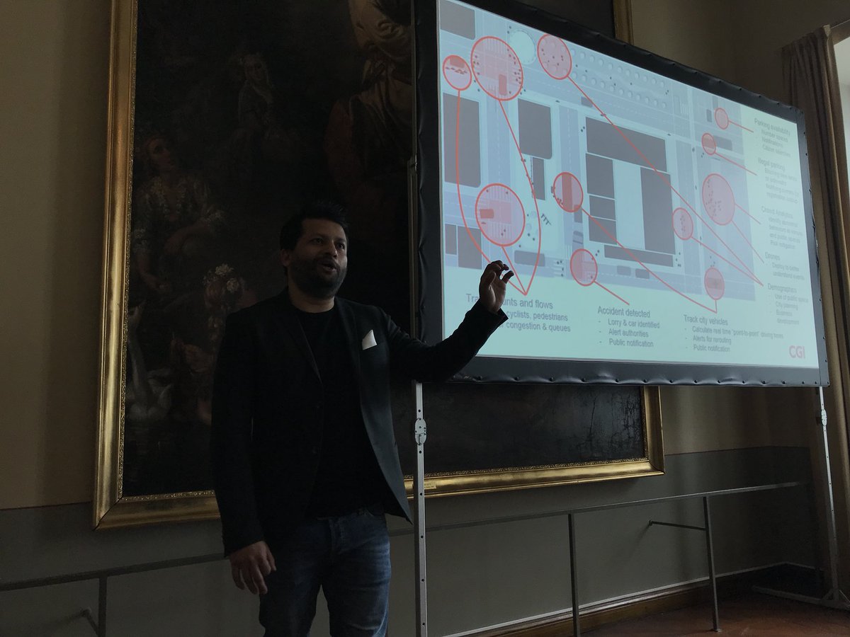 tleva's tweet photo. CGI:n Riz Haque kertoo @ITS_Finland  kevätseminaarissa miten videoanalytiikalla voidaan palvella älykaypunkia. Yhdessä Telia Crowd Insightsin kanssa, kaupunki voi saada sekä helikopteriperspektiivin ihmisvirtojen liikkeistä ja selvittää kulkumuoto-osuuksia tärkeimmissä pisteissä. https://t.co/P00PWI1X6q