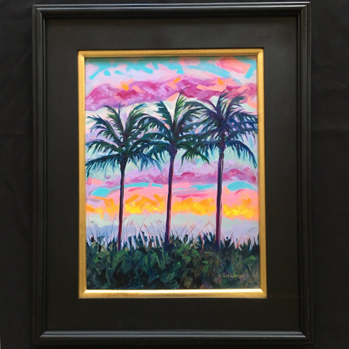 Sold / packaging “Sunset Trio” 16x12 oil on canvas- heading to New York. Delighted to learn this painting is a birthday gift for his teenage daughter. I hope she likes it!