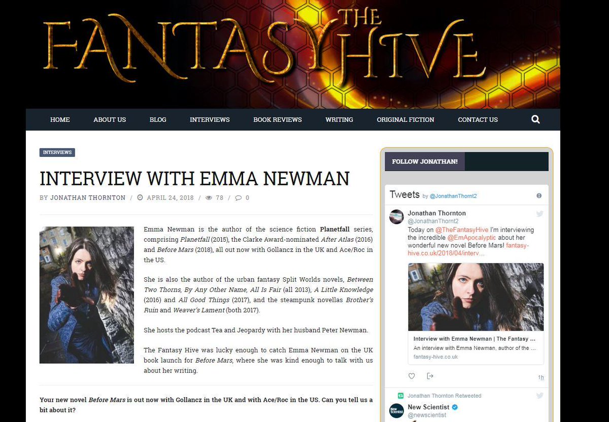 gollancz's tweet photo. There's now a fantastic interview with our very own @EmApocalyptic over on @thefantasyhive celebrating the publication of #BeforeMars and talking all things Planetfall. Check it out here >>> https://t.co/1shau7dKhr https://t.co/RTyFCtaEWv