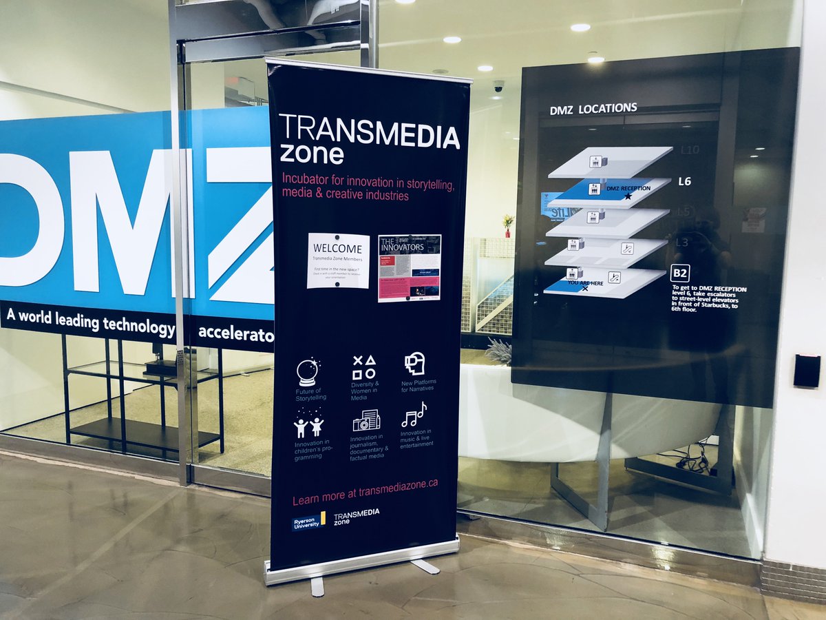 TransmediaZone's tweet photo. We've moved! Come and visit us in our new location at 10 Dundas East, and take two escalators down from ground floor to the B2 Level #TMZevent #storytelling #creativeindustries #entrepeneur #startup #incubator https://t.co/Dnz7uJyesr