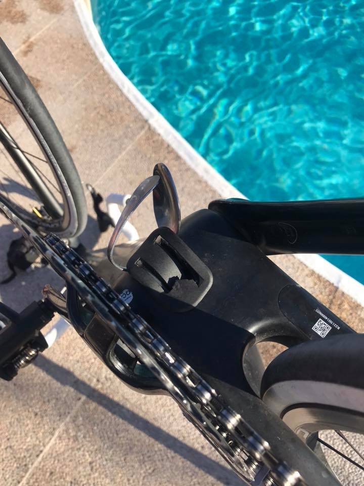 On last week's club trip to Mallorca a broken cable housing on <a href="/canyon_bikes/">Canyon Bicycles</a> started rubbing against the bottom bracket. Paul from <a href="/mapdec/">Mapdec Cycle Works</a> fixed it by sliding a teaspoon under the housing and away from the bottom bracket. 640 miles clocked on a teaspoon hack  #gcnhack