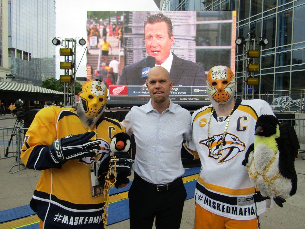 hayley11188's tweet photo. Hey, @nhl, my husband and best friend are diehard @PredsNHL fans! Choose them for playoff tickets! Even former Predators goalie, @cmace30 , is a fan! #BeThatFanSweepstakes #NashvillePredators #NHL #MaskedMafia https://t.co/EUluPfdcx3
