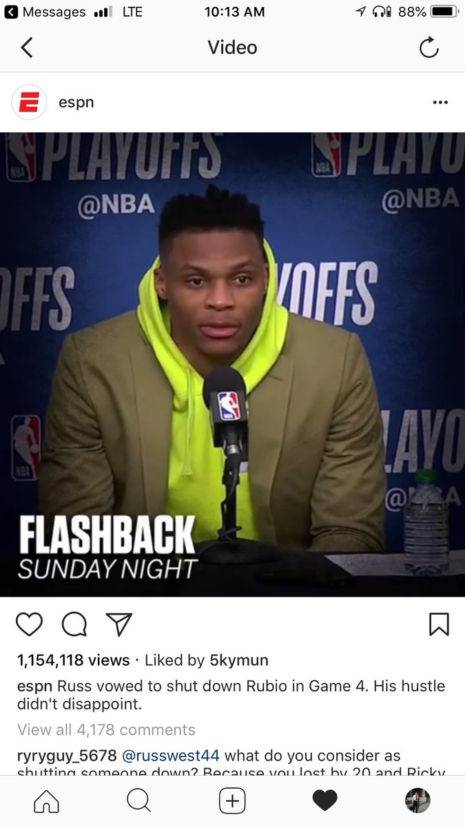 brycelarson11's tweet photo. Rubio has 13/8/6, the Thunder lost by 20 and trail 3-1 in the series....and this is what you post @espn ??? 🤔 https://t.co/Xd0xXod08l
