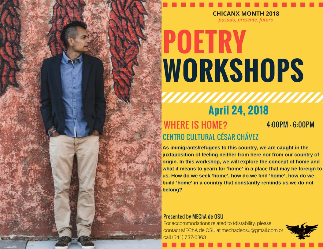 These are the two workshops with Alejandro Jimenez today at the <a href="/cccc_osu/">The Centro</a>! First one starts at 12:00pm and we’ll have pizza at both!

Come by!
