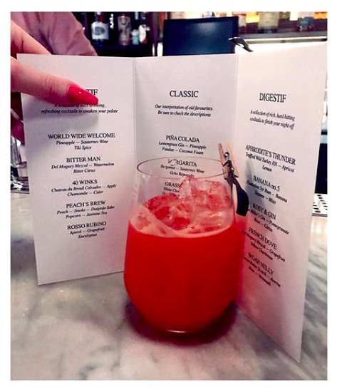 pic taken from Instagram via <a href="/thedrinkskid/">Olivia Ryan</a>, enjoying a 'Rosso Rubino' from our new menu! 📸