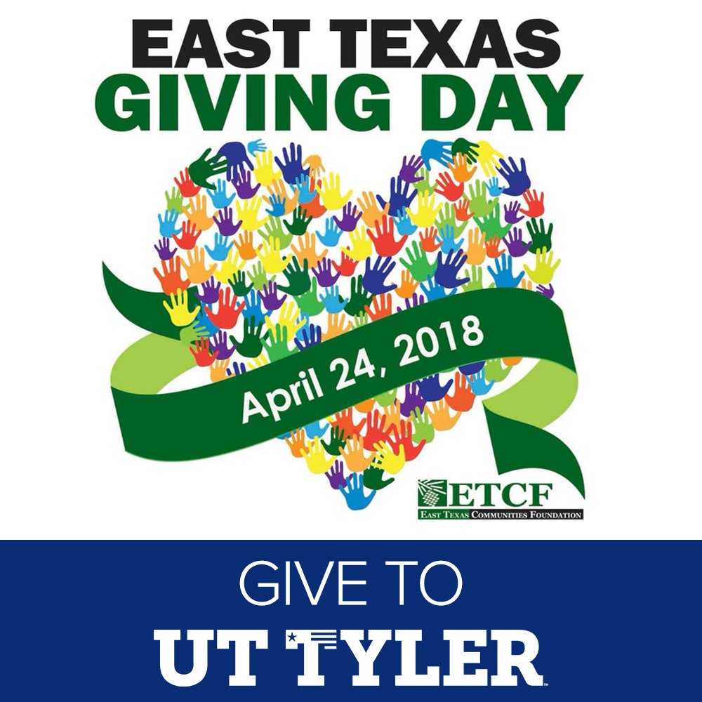 UTTyler's tweet photo. Today is East Texas Giving Day! https://t.co/kBpesO3pL5 https://t.co/IQ29phnuF8