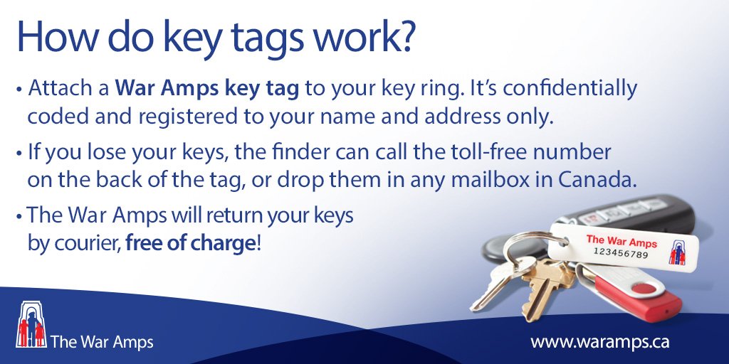 TheWarAmps's tweet image. Ever wonder how War Amps key tags work? It's simple! waramps.ca/ways-we-help/k…. #keytags #freeservice
