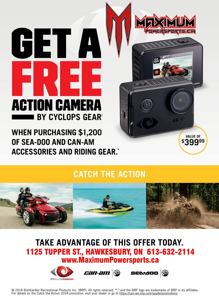 MaximumPowerSp's tweet image. #cyclopsgear #actioncamera #freecamera #MaximumPowersports #Hawkesbury #livelifetotheMAX