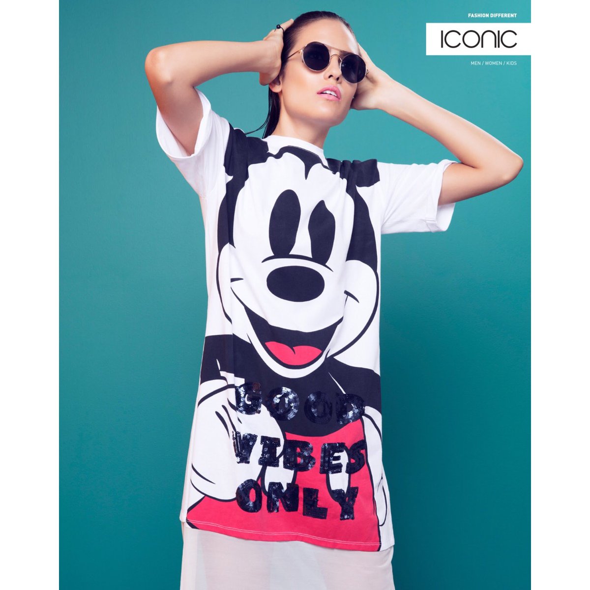 Combine Mickey Mouse with trendy stripes to create the perfect summer outfit!  
ميكي ماوس رائع لفصل الصيف
#IamIconic #Iconicme #MickeyMouse #stripes #summer #women