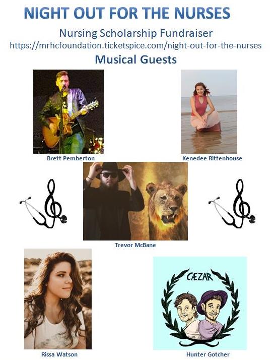 MRHCFoundation's tweet photo. Musical Guests Announced!  Trevor McBane, Rissa Watson, Kenedee Rittenhouse, Hunter Gotcher and Brett James Pemberton. 
https://t.co/qYcXZPuMHL https://t.co/RZRBwP17GR