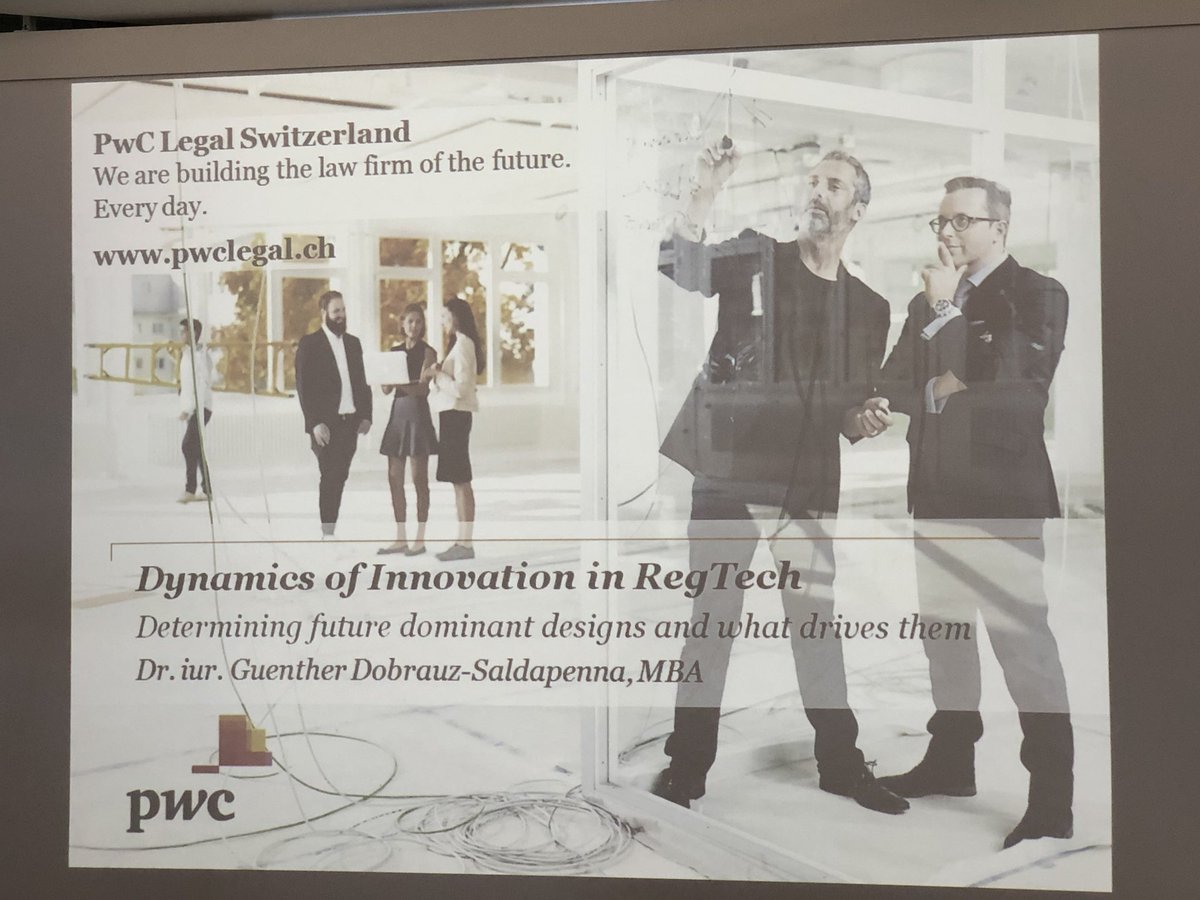 DavidBundiX's tweet photo. #RegTech PRO Guenther Dobrauz “shooting” knowledge phrases to the highly attentive audience at #swissregtechconference in Zurich 1) #evolution not #disruption is much more likely to win 2) #Regulation creates the #DominantDesign” 3) #Adoption by #BigPlayers is needed for change! https://t.co/lA6av4Q4oJ