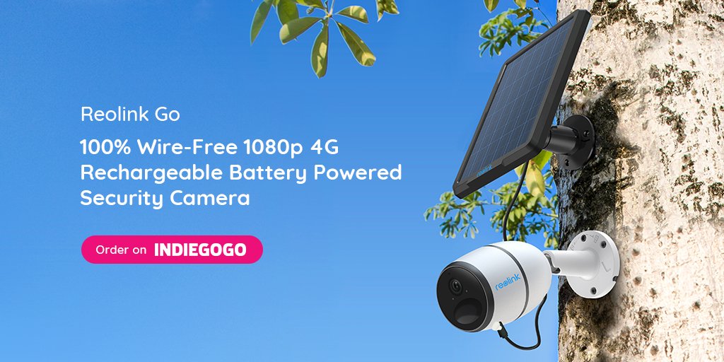 ReolinkTech's tweet image. Go without restrictions. Explore without limitations.
Introducing #ReolinkGo—100% wire-free, 1080p full HD, weather-resistant, 4G rechargeable battery powered security camera!
Up to 52% OFF for Early Birds on @Indiegogo: bit.ly/2vMpryq