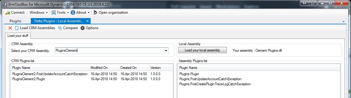 Clement0livier's tweet image. New version of #Xrmtoolbox plugin : &quot;Delta Plugins : Local Assembly vs CRM&quot; is available right now ! 😃 #MSDyn365 .