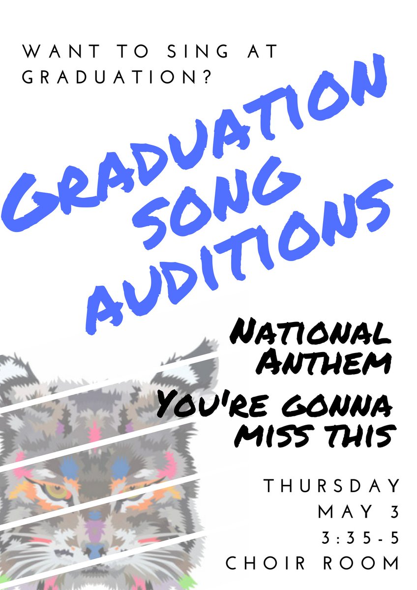 MusiCole13's tweet photo. Graduation song audition info! @sshswildcats @SSISDFineArts @SSISDWildcats @debbiestribling #sulsprisd #sulsprhs https://t.co/5XtV068KHJ