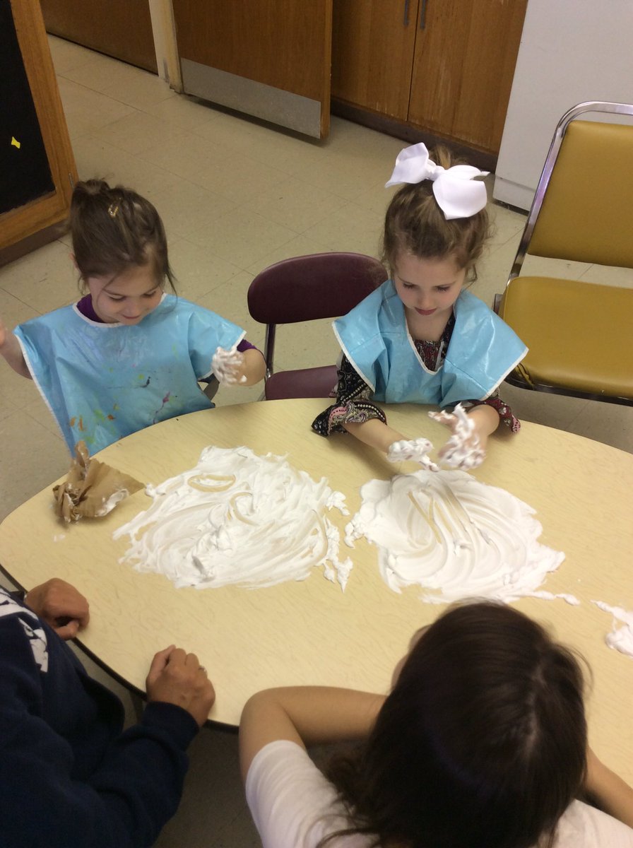FHSPreschool's tweet photo. Writing letters in shaving cream is always a big hit! #FineMotorSkills https://t.co/0gqCwqHlDc