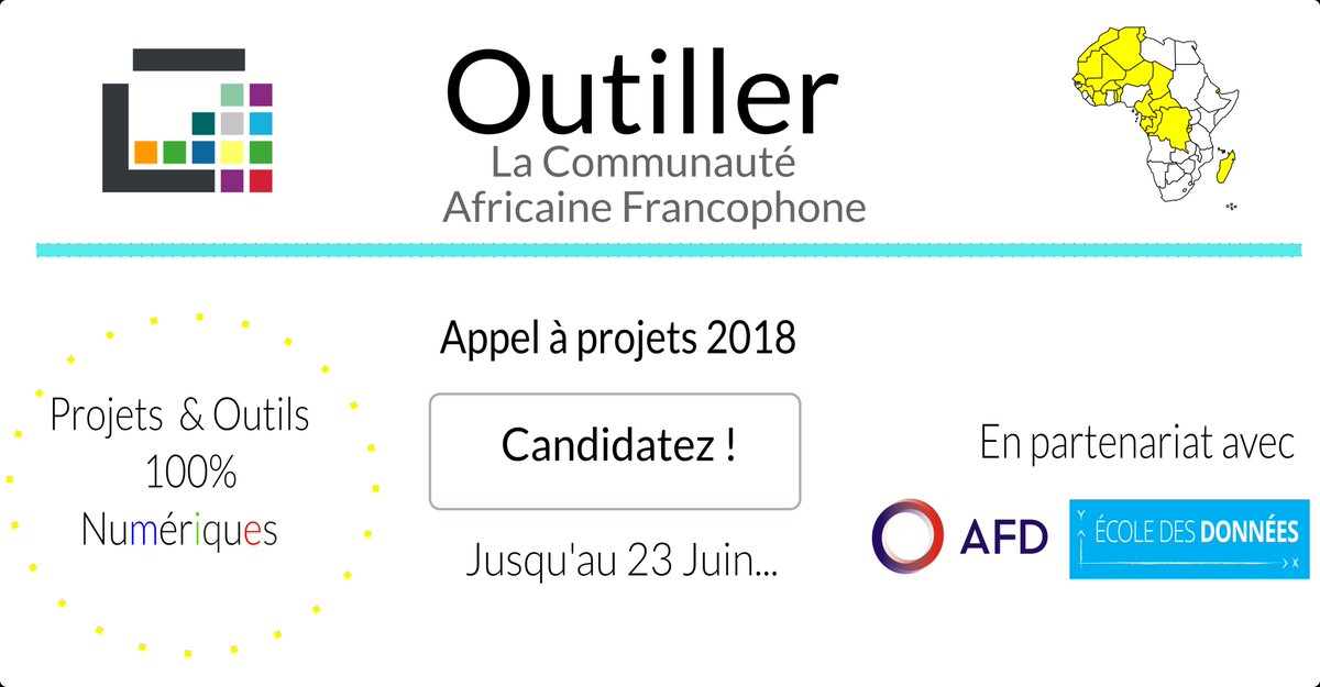 Appel à projets "Outiller la communauté africaine francophone" !
Vous vivez en Afrique francophone, vous avez un projet #opengov #opendata #opensource et vous souhaitez le concrétiser ? candidatez jusqu'au 23 juin sans plus tarder !
👉 aap.ogptoolbox.org 👈