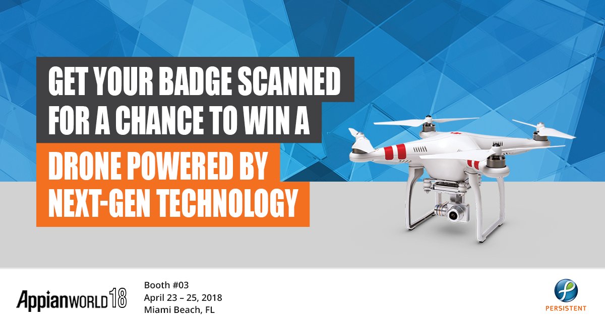 Persistentsys's tweet photo. We're all set and ready to go for Day 2 at #AppianWorld! Want a chance to win a #Drone? Visit Booth #3 now! #PersistentatAW18 @preetpald @_RahulDubey @Appian https://t.co/mvGaZmTQaP