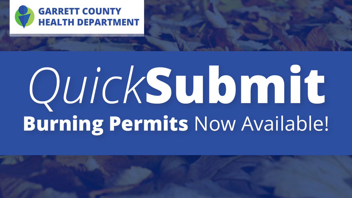 garretthealth's tweet image. Use #QuickSubmit to apply for your #GarrettCounty open burning permit online! buff.ly/2qURdUx