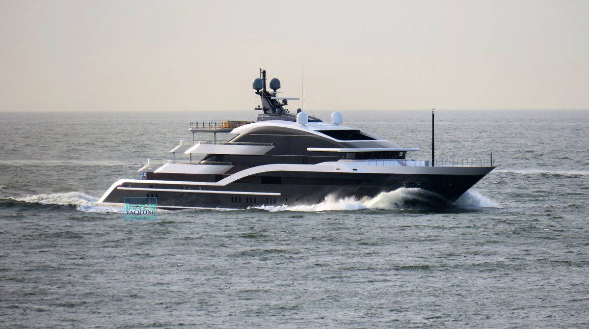 Dutchyachting's tweet photo. Please enjoy the first pictures of the 90m/ 295’3” #ProjectShark (#Y717) at #sea returning from #seatrials. Photos © @DutchYachting. https://t.co/p8iPjXa03K