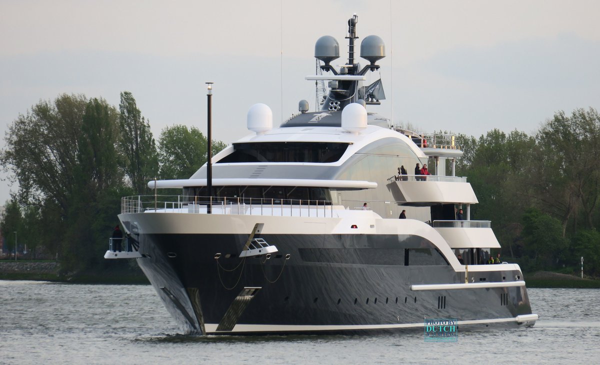 Dutchyachting's tweet photo. Please enjoy the first pictures of the 90m/ 295’3” #ProjectShark (#Y717) at #sea returning from #seatrials. Photos © @DutchYachting. https://t.co/p8iPjXa03K