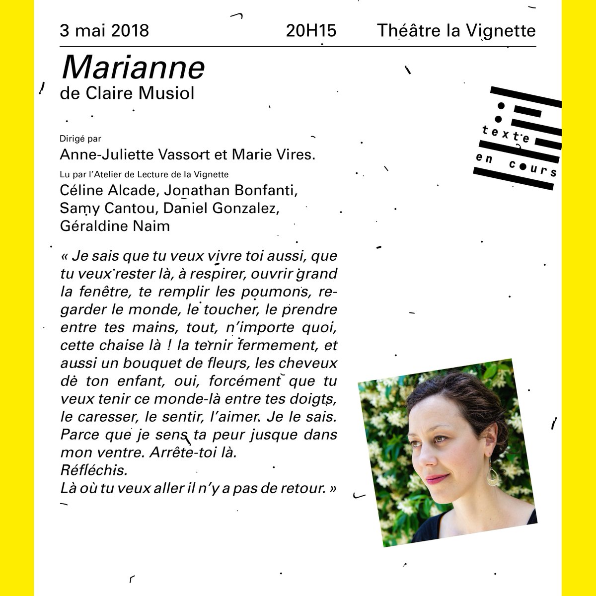 Les actes terroristes n'ont pas laissé insensibles les #auteurs.
TEC, c'est l'urgence à prendre et donner la parole pour ne pas abandonner toute la place à la sidération. <a href="/MagTheatres/">Théâtre(s)</a> <a href="/montpellier_/">Ville de Montpellier</a> <a href="/isabelmarsala/">isabelle marsala</a> @Saurel_P <a href="/travier_b/">Travier Bernard</a> 
facebook.com/texteencours/p…